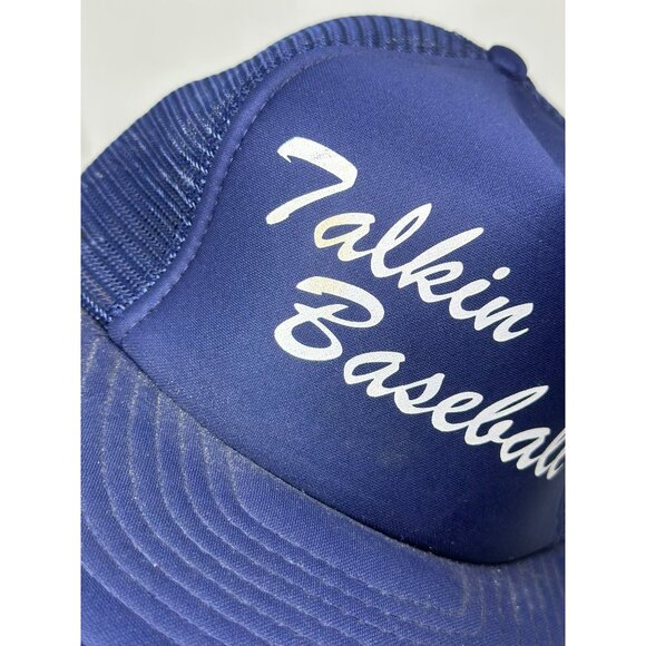 VTG Speedway “Talkin’ Baseball” Snapback Hat – 80s/90s Blue Trucker Cap One Size - Picture 7 of 7